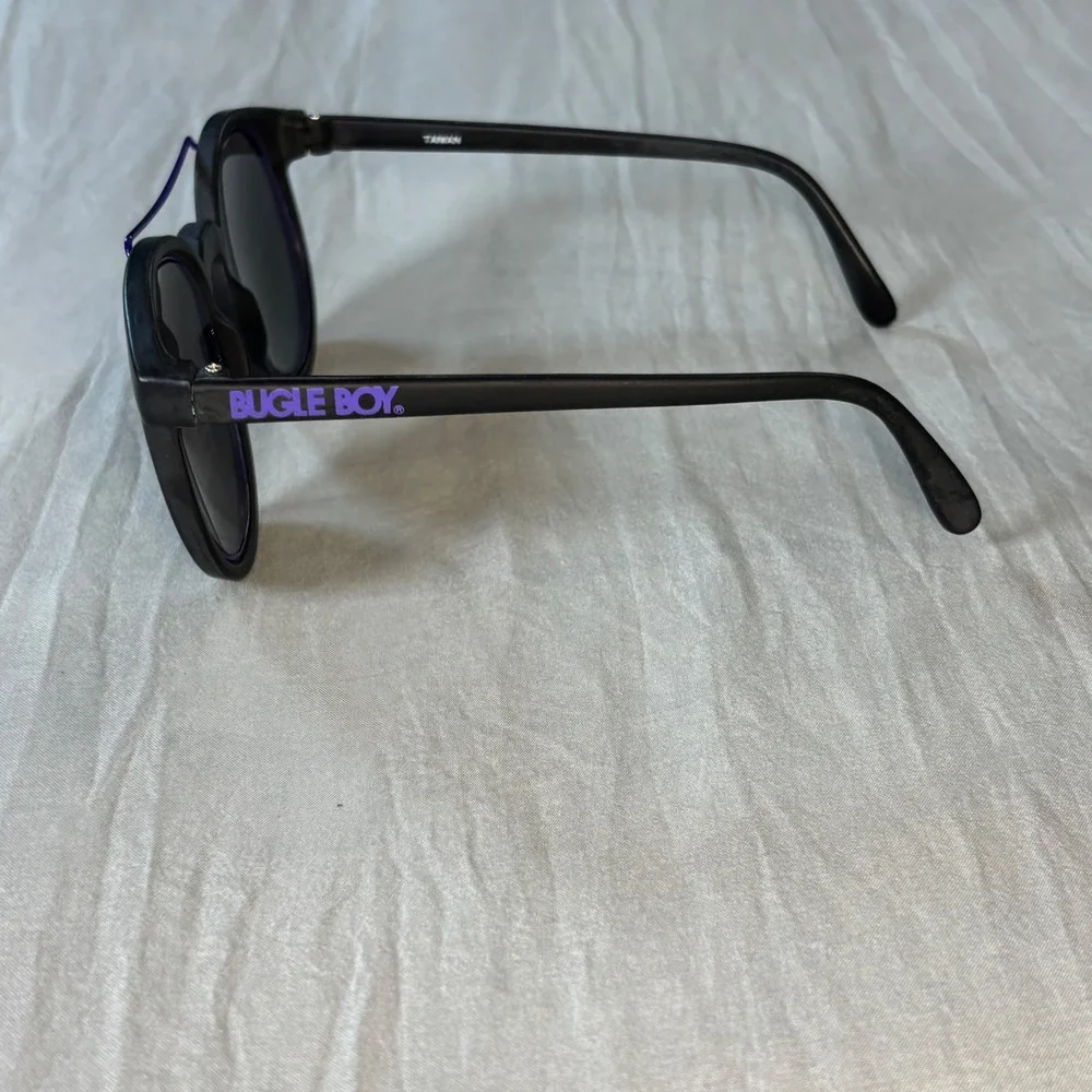Vintage 80s Bugle Boy Sunglasses * frames only Black Purple Round  Taiwan